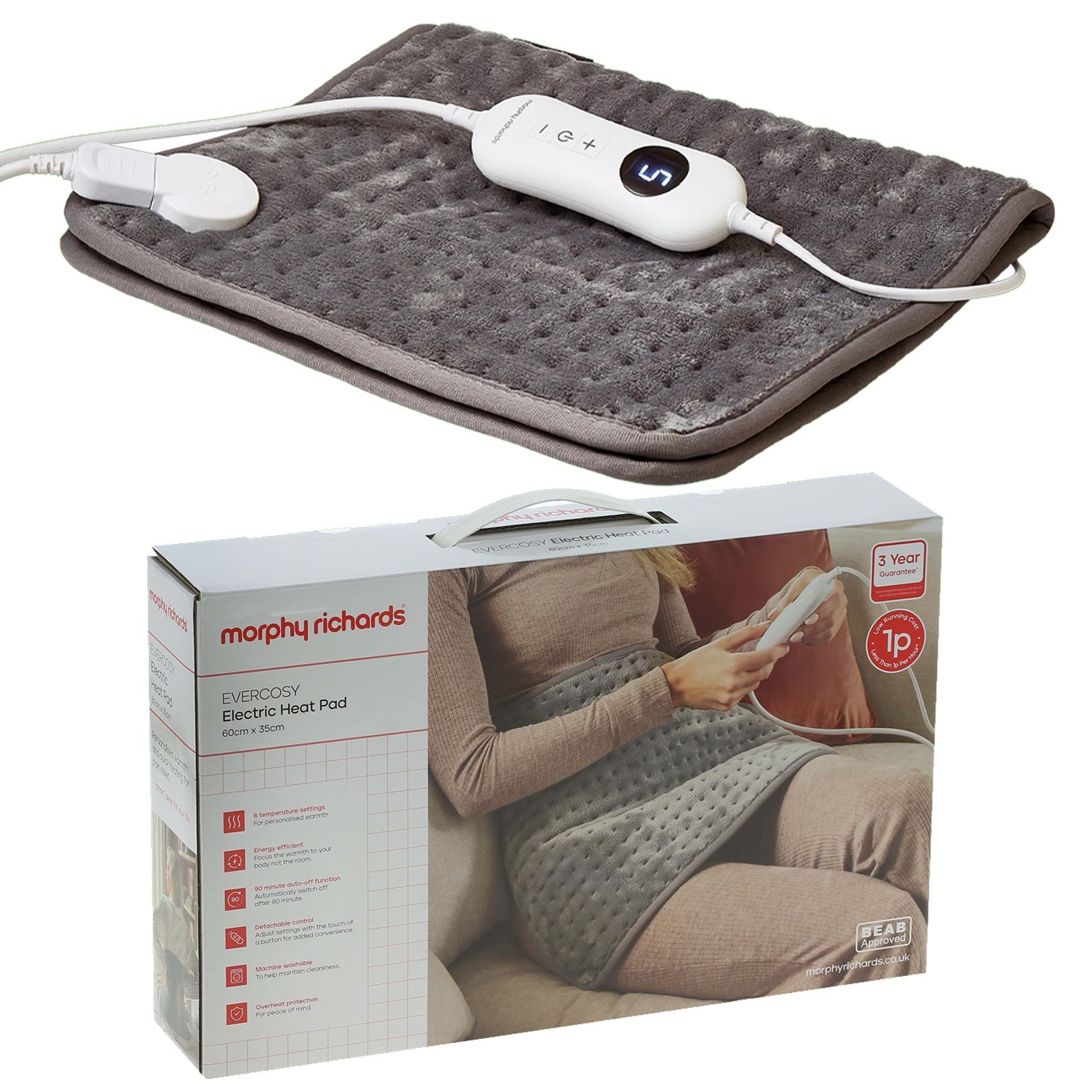 Morphy Richards Electric Heat Pad Therapeutic Back Neck Muscle Tension Arthritis
