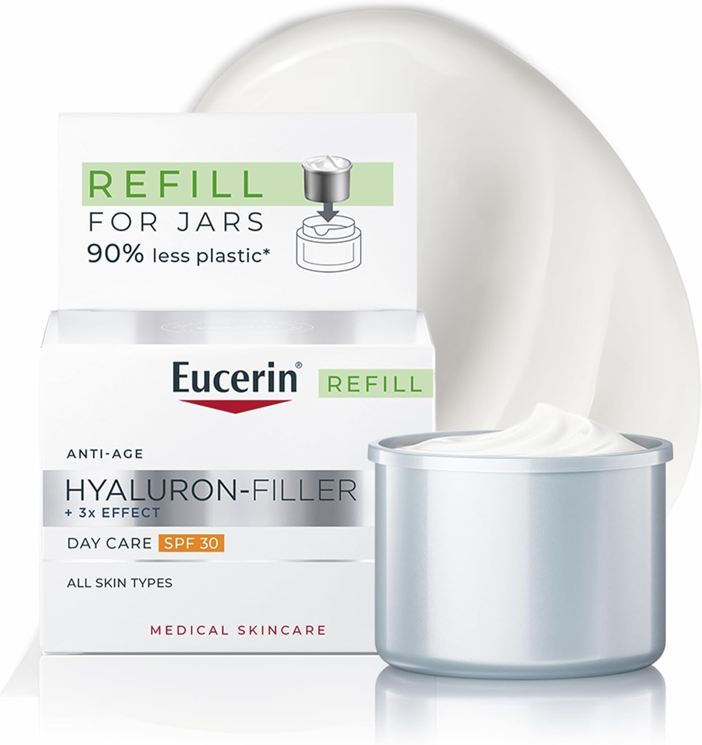 Eucerin Hyaluron-Filler +3x Effect Day SPF 30 Refill 50ml, Anti-Wrinkle Day Cre