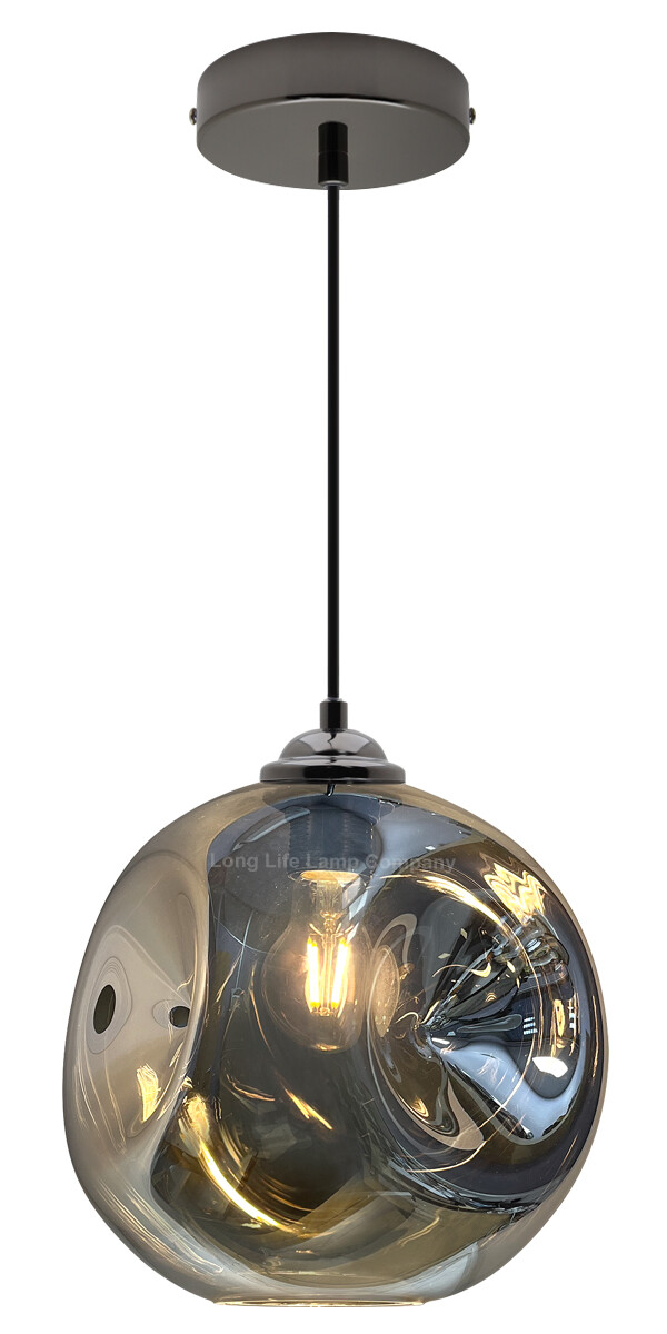 Vintage Smoked Irregular Glass Shade Ceiling Pendant Home Pub Diner Light H3013