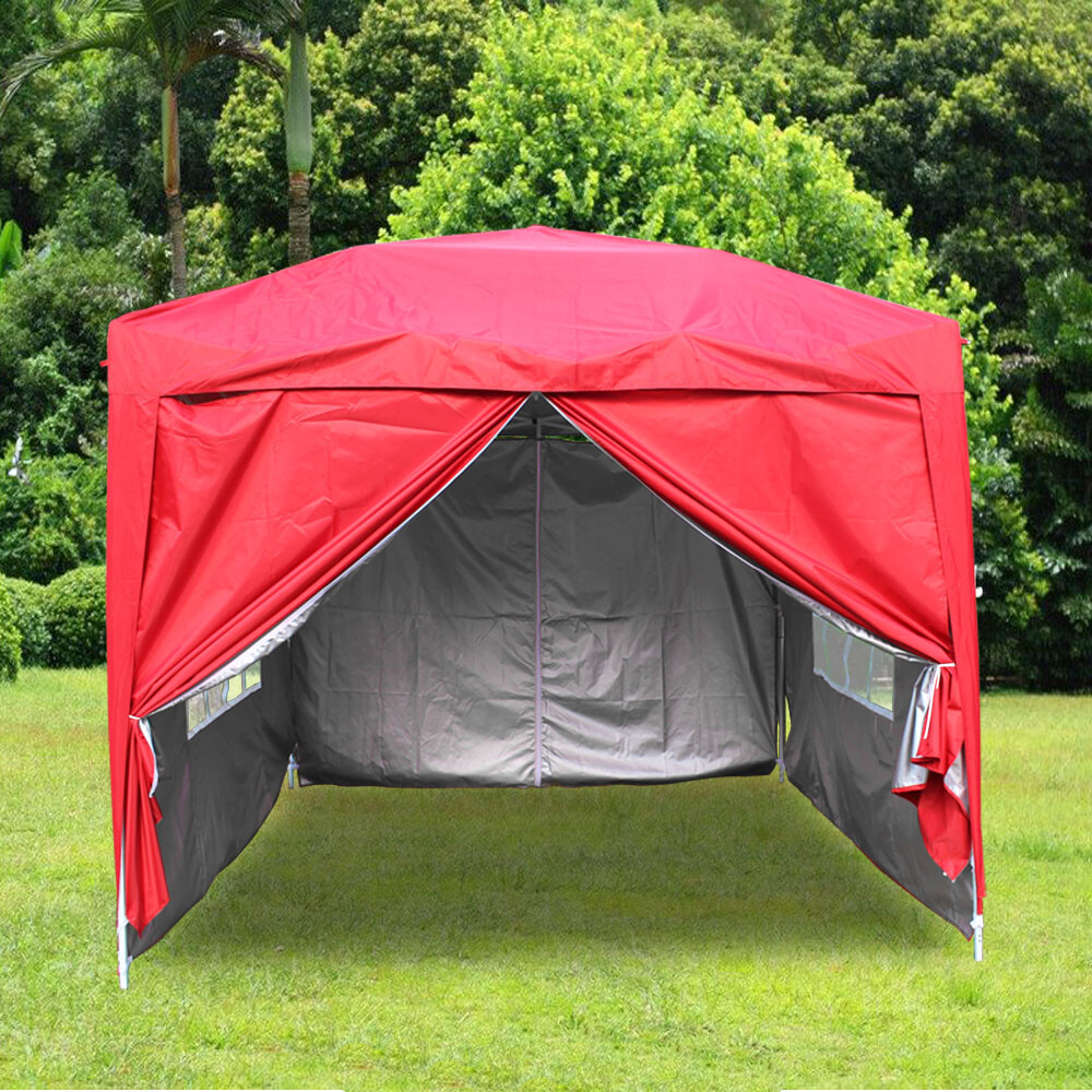 2.5x2.5m Pop Up Gazebo Outdoor Garden Marquee Party Wedding Tent Capony Red