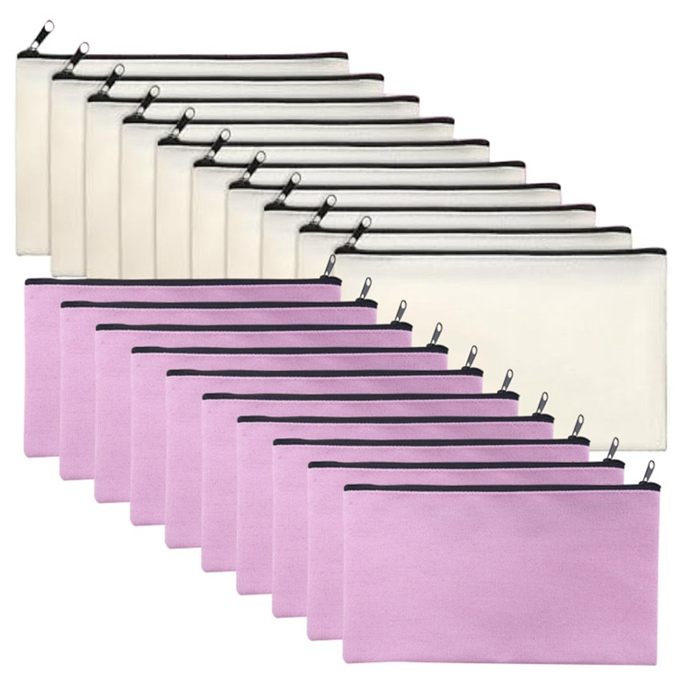 50pcs Canvas Zipper Pouch Blank DIY Craft Bag Canvas Makeup Bags7295