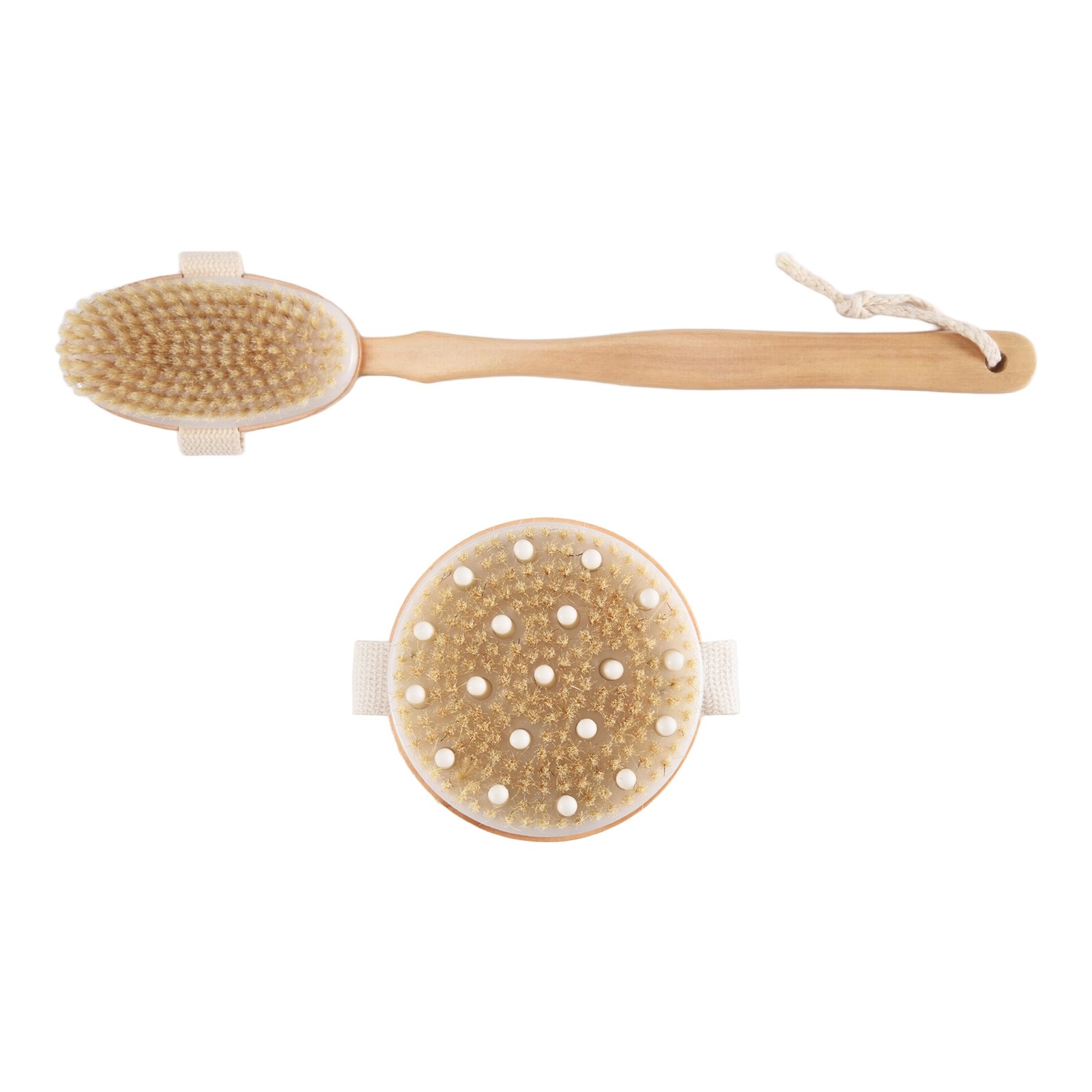 8X(Dry Brushing Body Brush Set of 2, Dry Skin Exfoliating Brush, Handle1553