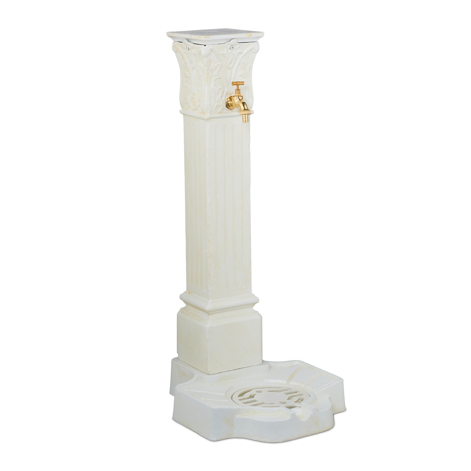 Column Fountain Garden Tap Antique Ornamental Standing Water Feature Patio 93cm