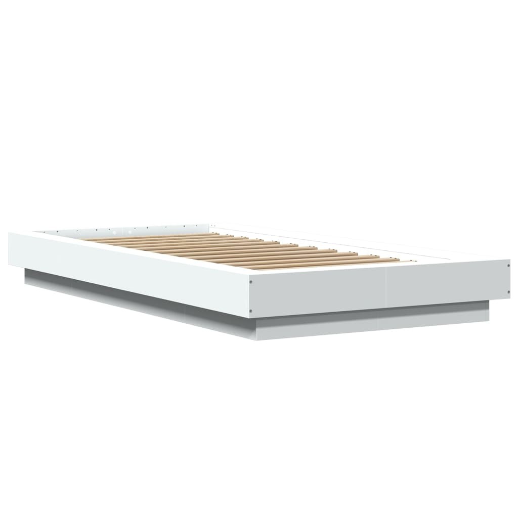 Bed Frame with LED Lights White 75x190cm Small Single Engineered Wood vidaXL
