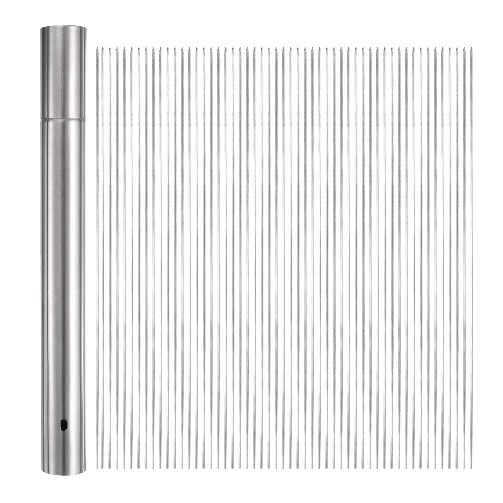 100pcs Kebob Skewers 35cm x 3.5cm Stainless Steel Round Sticks with Tube Storage
