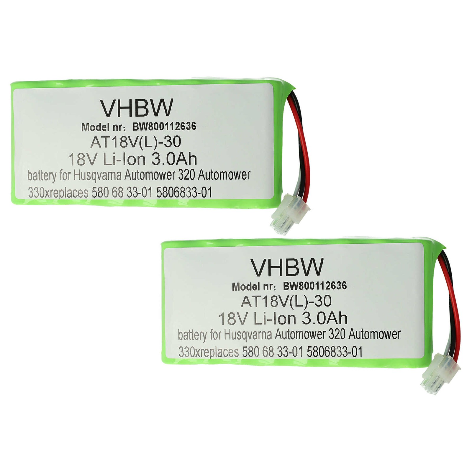 2x Battery for Husqvarna 5881464-01 588146402 588 14 64-01 3000mAh 18V
