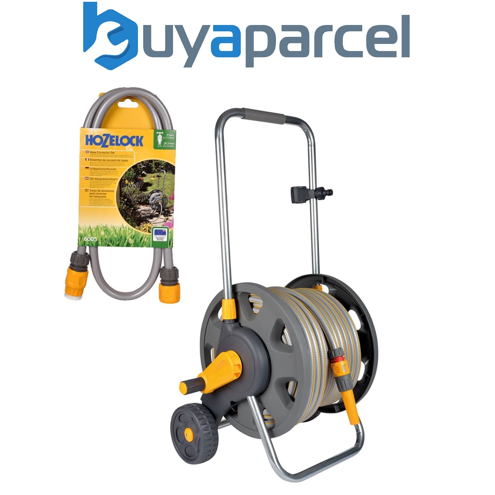 Hozelock 2434 Wheeled Floor Standing Hose Reel 30m Hose & Tap Connection Set