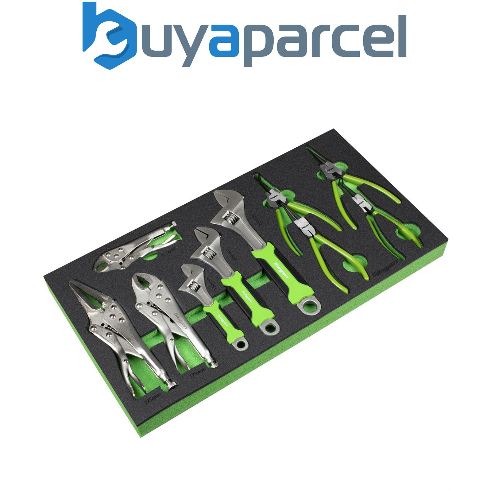 Sealey S01278 Siegen Adjustable Wrench & Pliers Set with Tool Tray 10pc