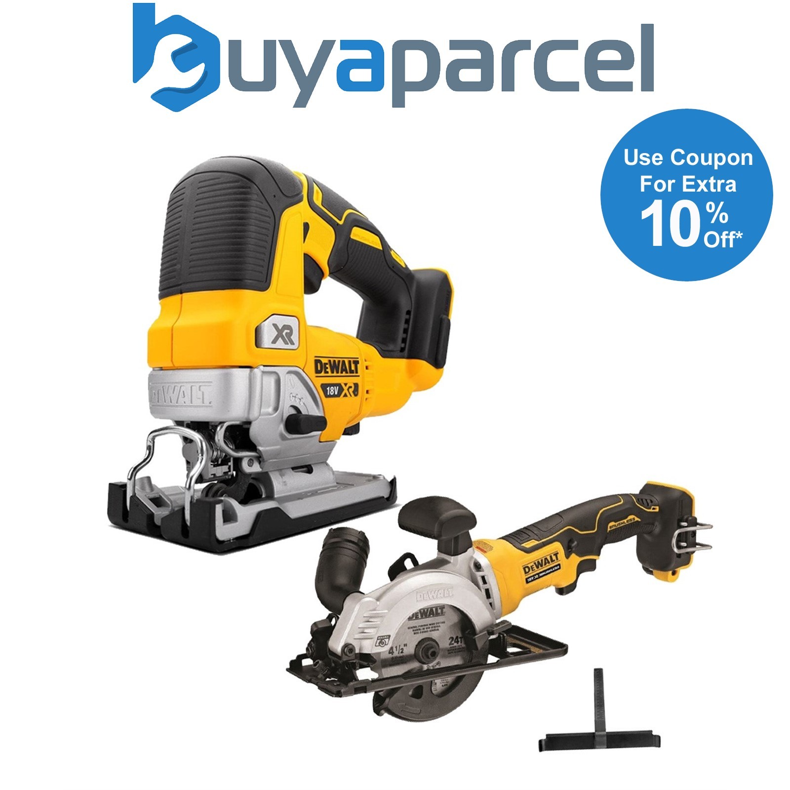 DeWalt DCS334N 18v XR Cordless Brushless Top Jigsaw & DCS571N Circular Saw