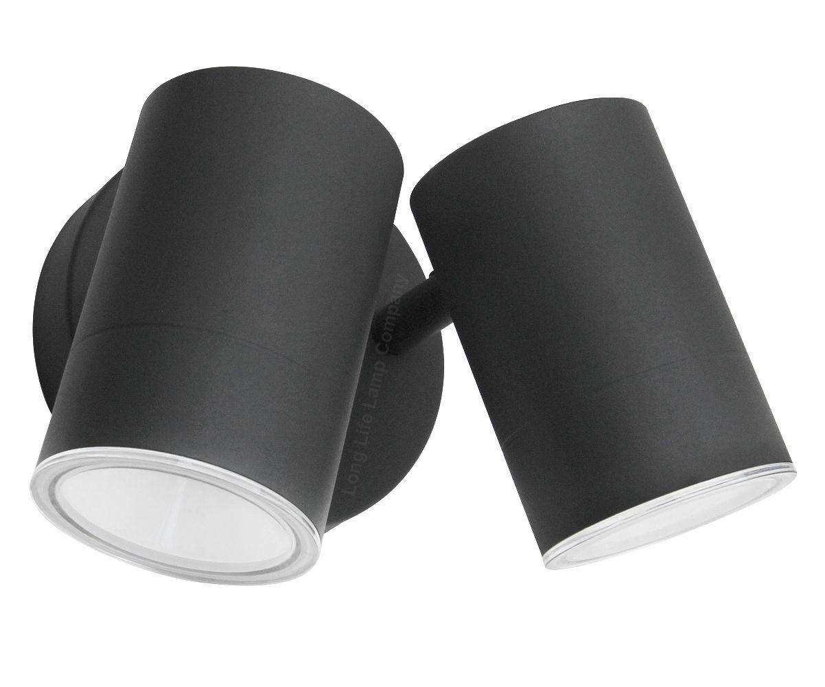 Modern 11W LED Black Twin Down Wall Light Outdoor Garden Warm White Lamp ZLC346B
