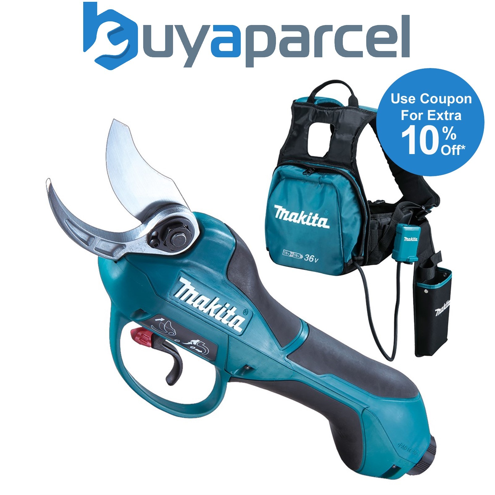 Makita DUP361ZN Twin 18V 36V LXT Cordless Pruning Shears Secateurs + Backpack