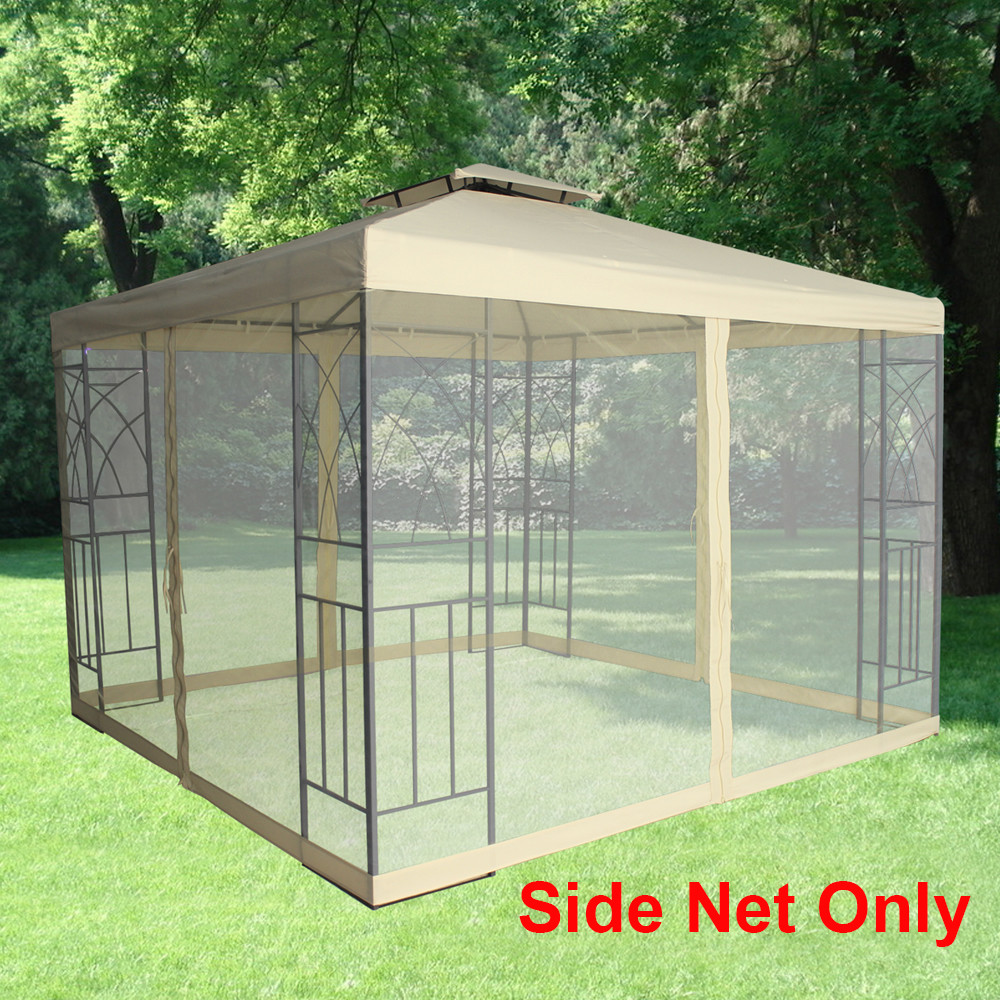 Outdoor Garden Metal Gazebo Marquee Enclosure Mosquito Netting Zipped Door Ivory