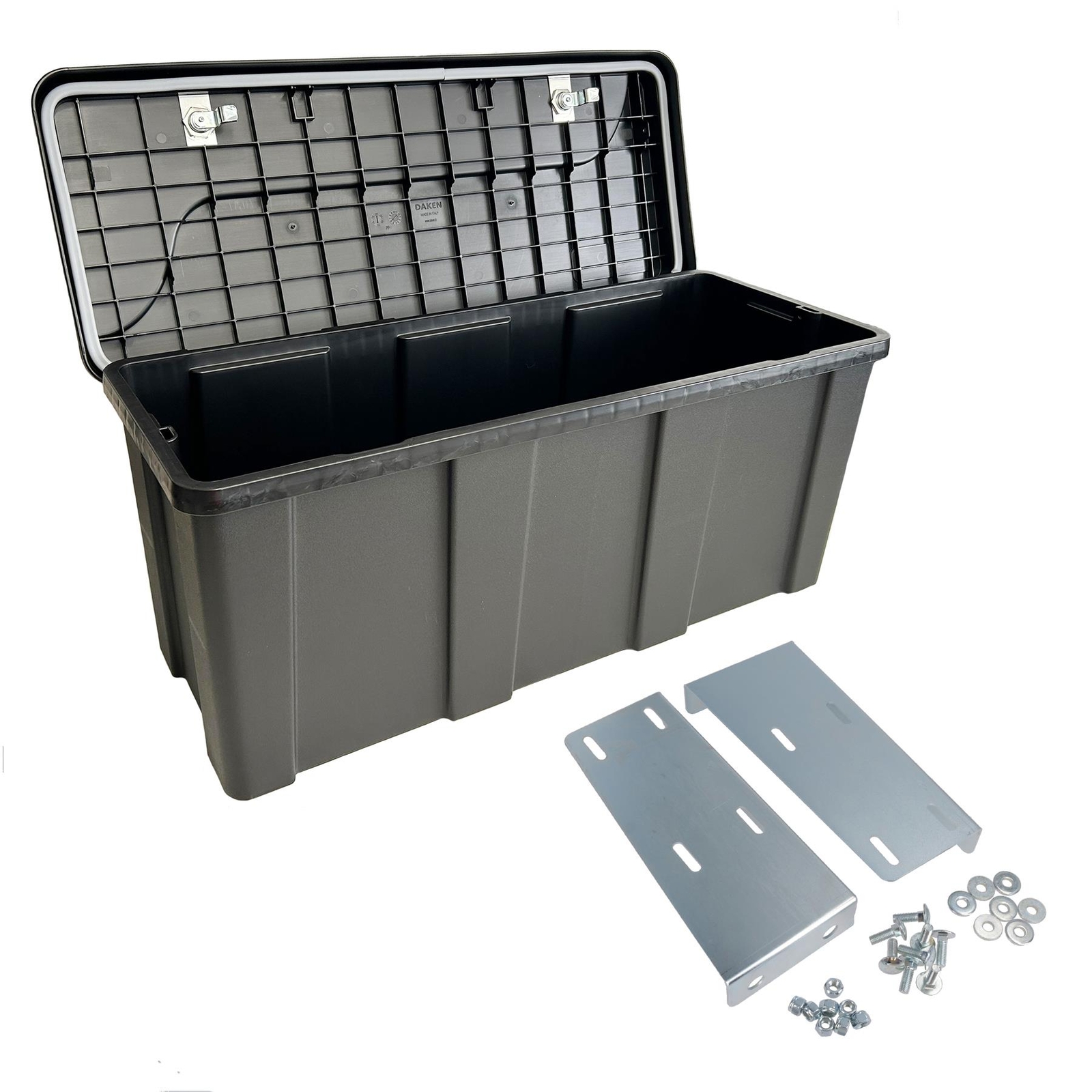Medium Trailer Plastic Lockable Tool Box Locker Storage + Body Panel Fixing Kit