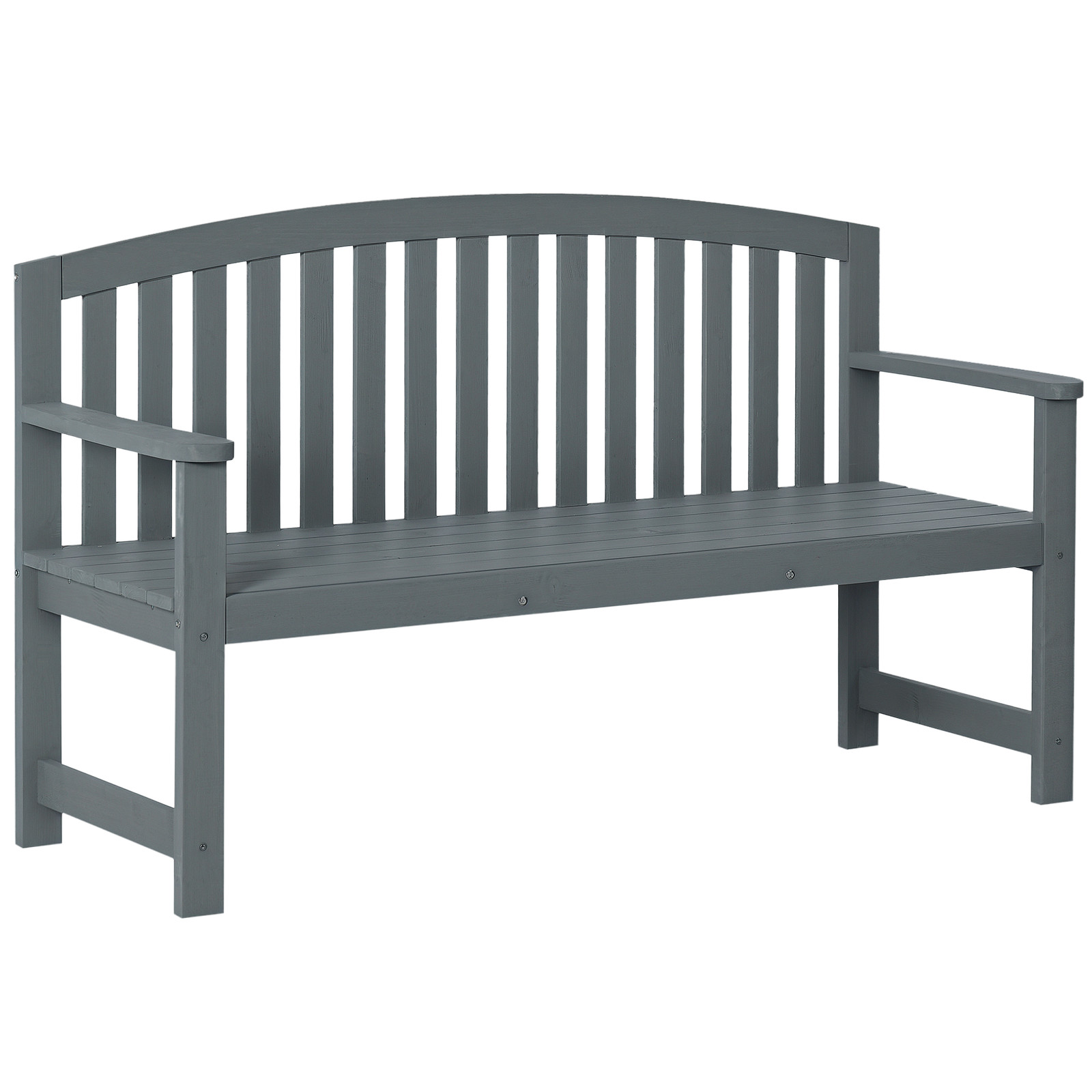 Outsunny 2 Person Garden Bench Wooden Outdoor Furniture with Armrest Grey