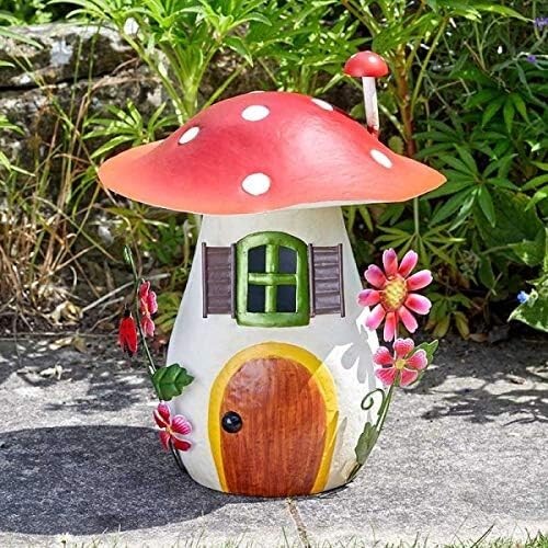 Garden Fairy House Ornament Mushroom Toadstool Metal Outdoor Decor Large 29cm