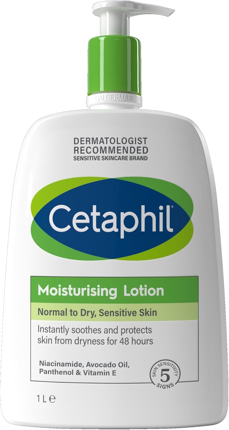 Cetaphil Face & Body Moisturiser 1L Moisturising Lotion For Normal To Dry