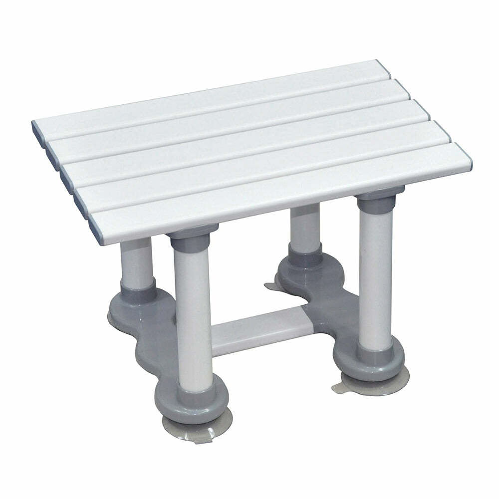 Reinforced Slatted Plastic Bath Seat with Suction Cups - 306mm Height - Grey