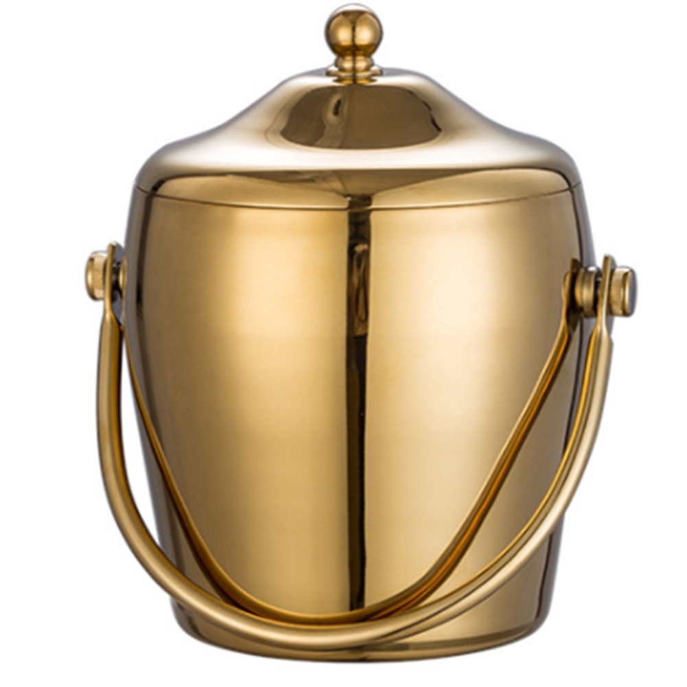 KTV Bar Utensils Ice Bucket,  Layers Stainless Steel Ice Bucket,Champagne5714