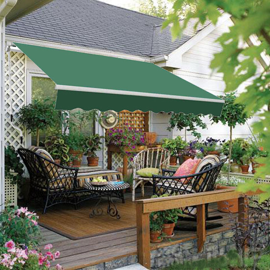 2x1.5M Manual Garden Patio Awning Canopy Sun Shade Shelter Retractable Green