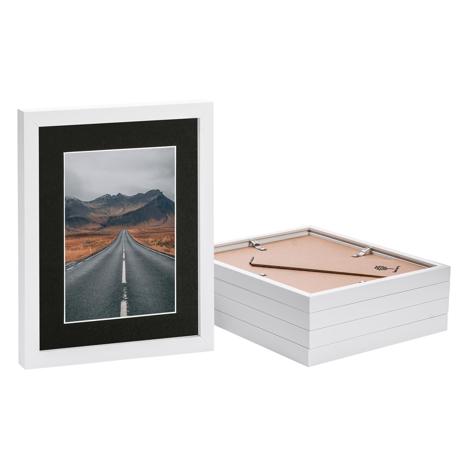 5x White 8" x 10" Photo Frames with Black 5" x 7" Mount Picture Décor