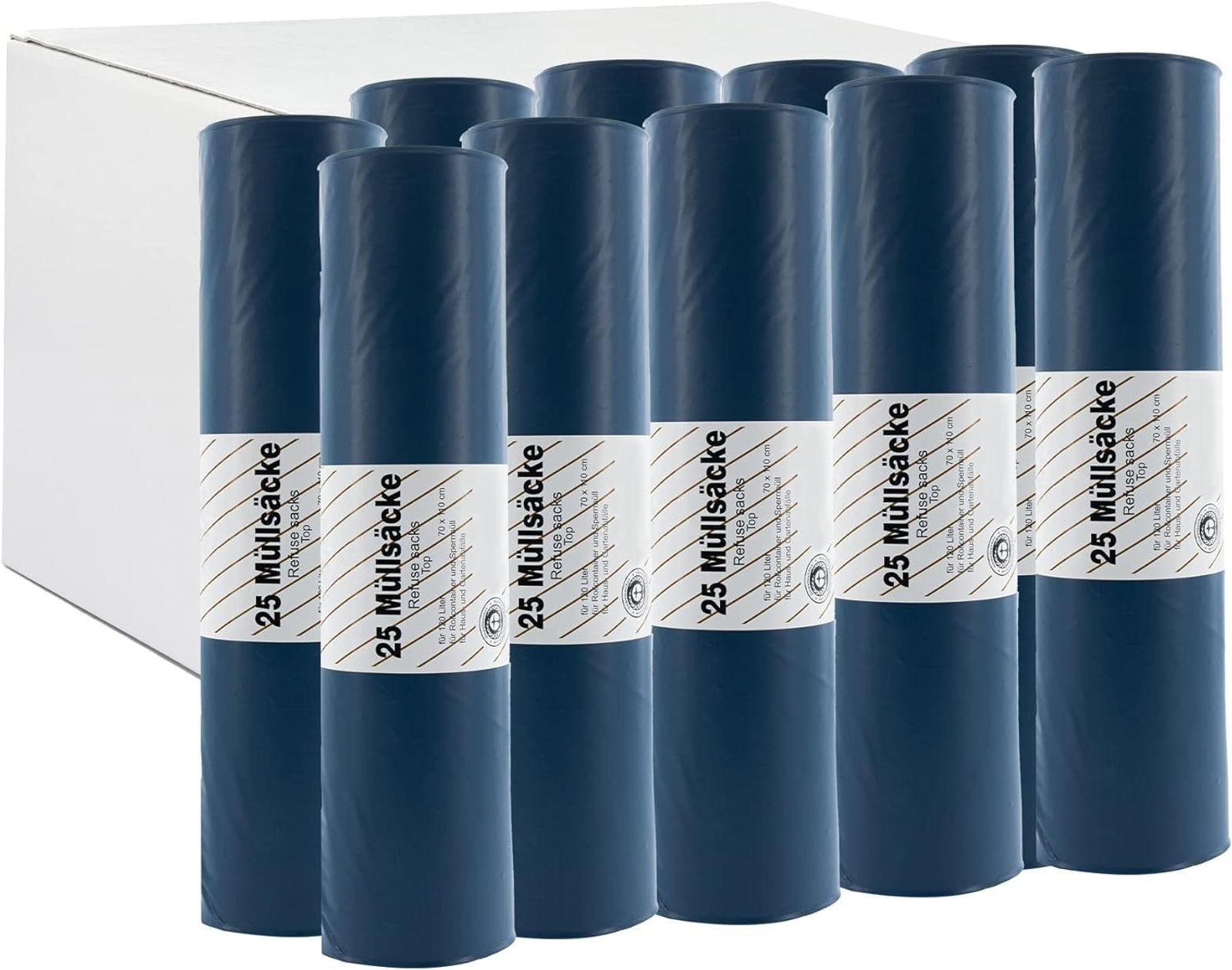 250 Trash Bag Tear-Resistant 10Rollen Box XXL Garbage Extra Stark 120l Bags