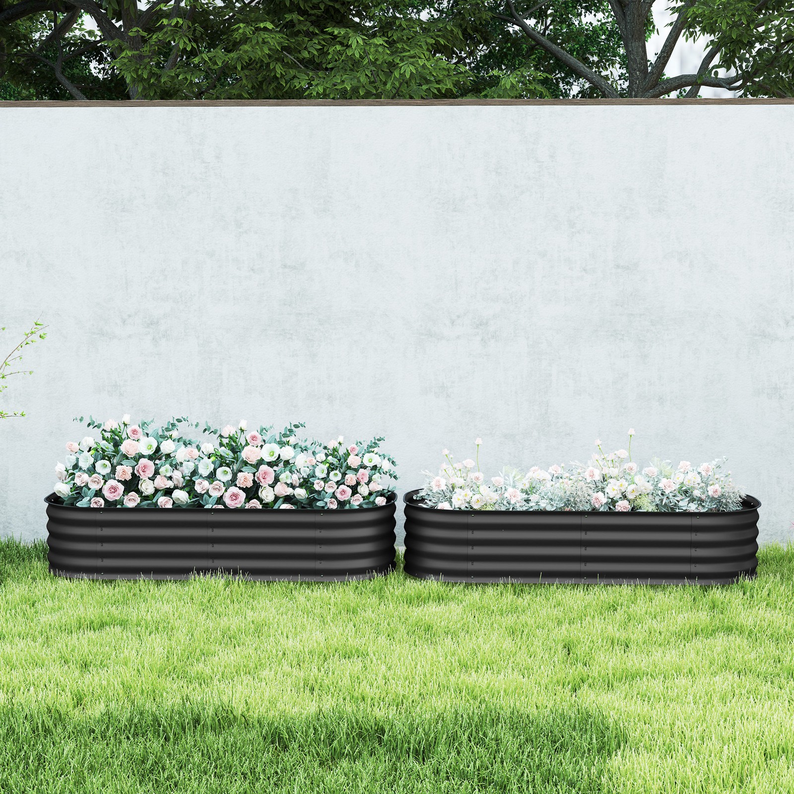 Raised Garden Kit, Metal Elevated Planter Box with Safety Edging Pack of 2