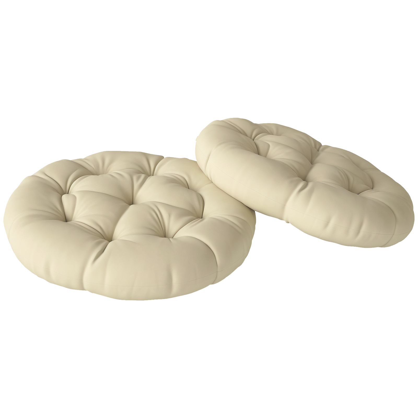 Outsunny Outdoor Seat Cushions Set of 2, Tufted Round Chair Pads, Beige