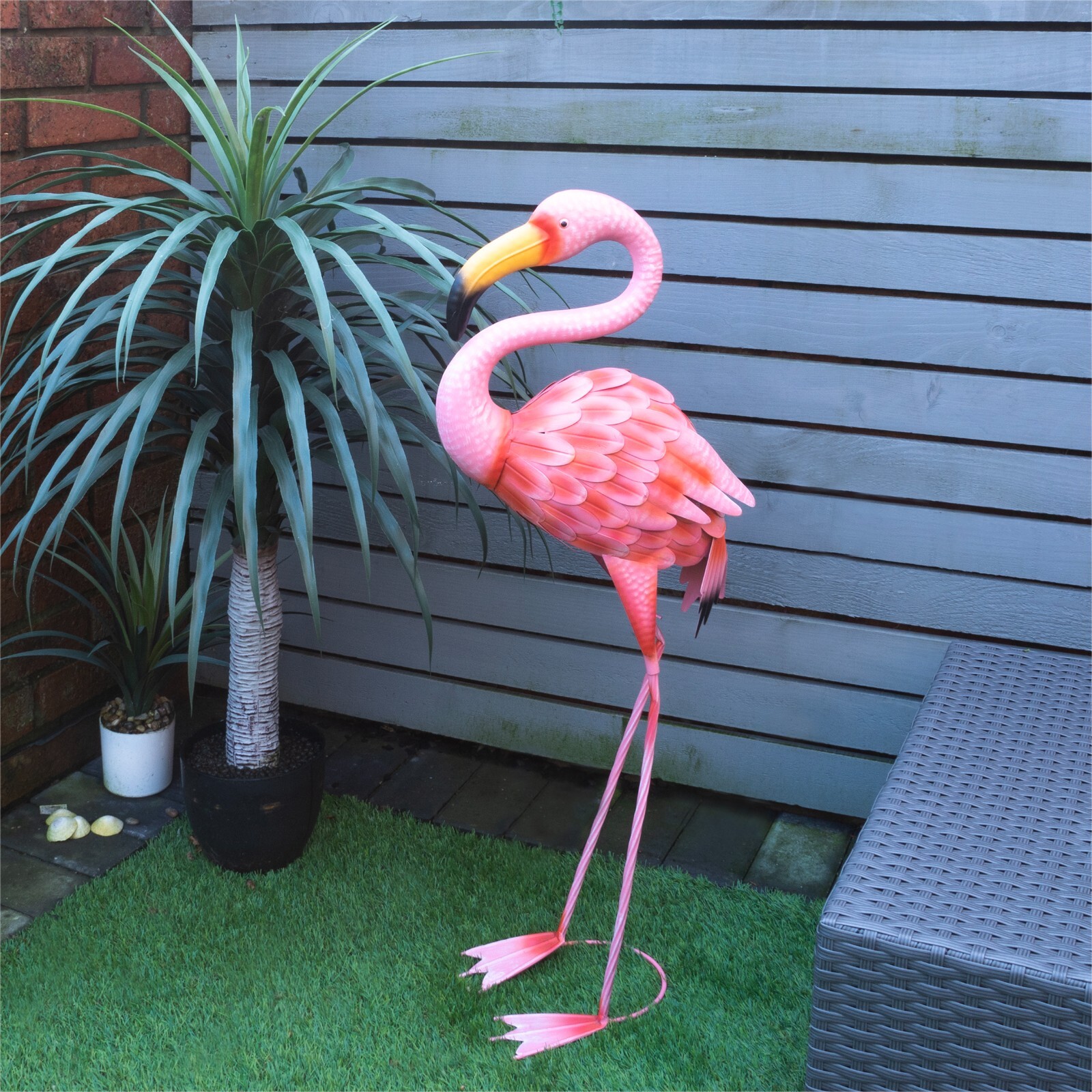 Garden Metal Flamingo Ornament 89cm Pink Tropical Vibe Lawn Ponds Parties Party