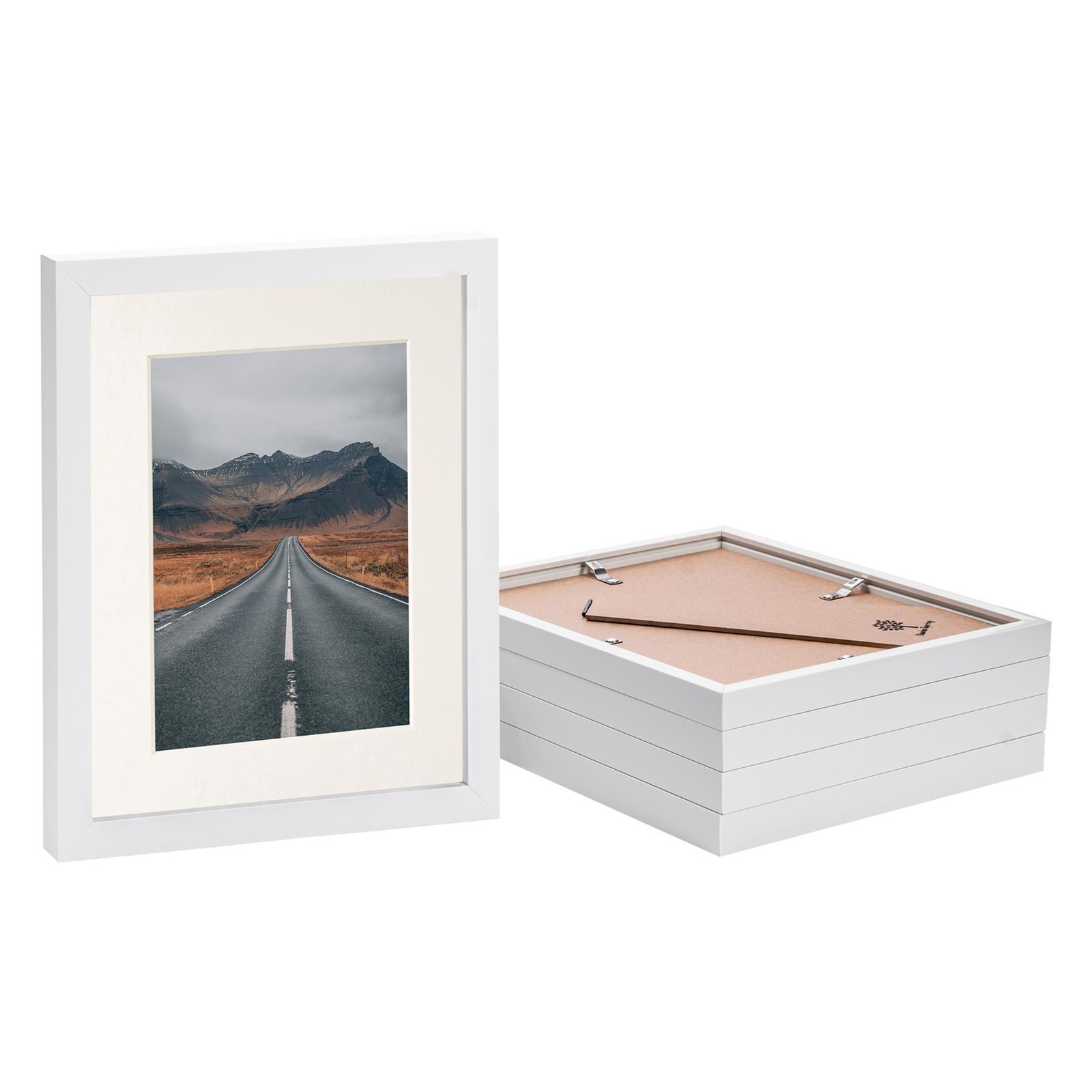 5x White 8" x 10" Photo Frames with Ivory 5" x 7" Mount Picture Décor