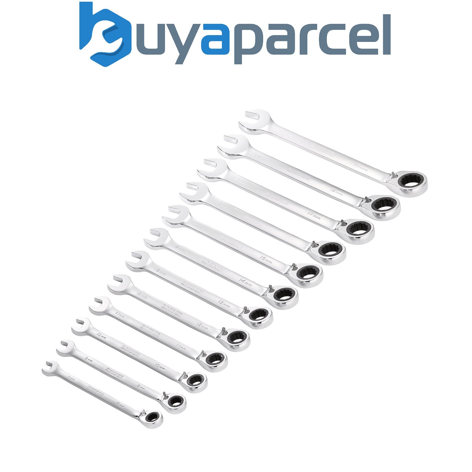 Draper 27692 Draper HI-TORQ Metric Reversible Ratchet Combination Spanner Set (1