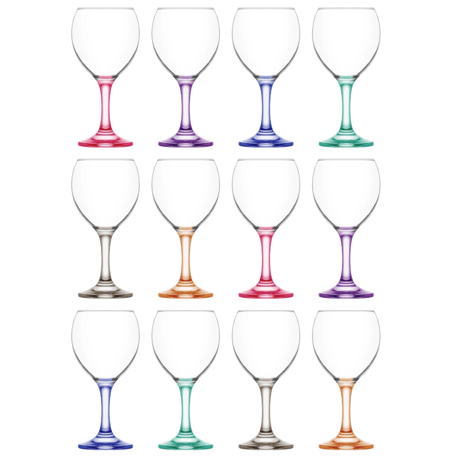 12x LAV 260ml Misket Wine Glasses Coloured Stem Party Cocktail Goblet Set