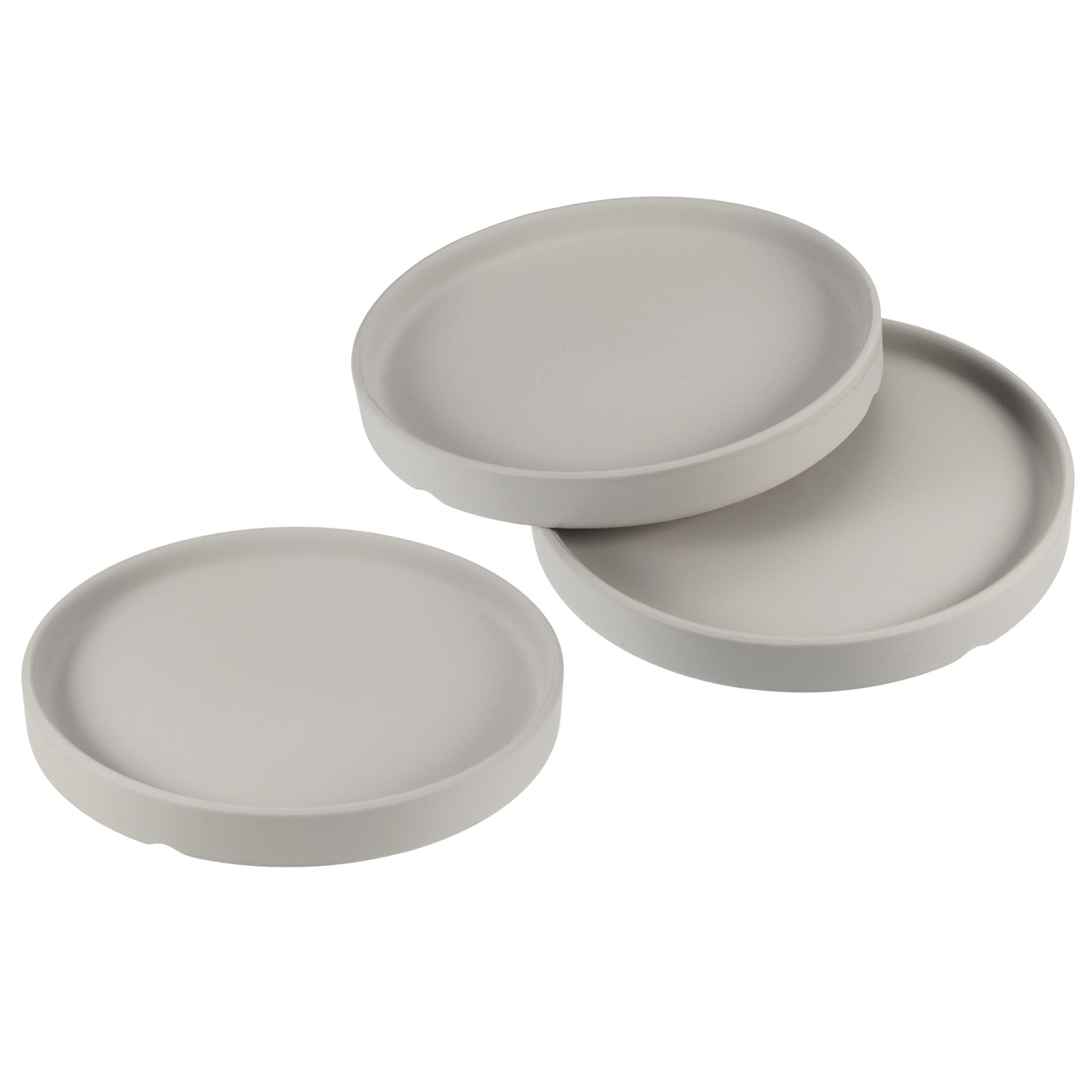 Plant Pot Saucer 6 Inch OD, 3 Pack Ceramic Round Flower Tray, Light Gray