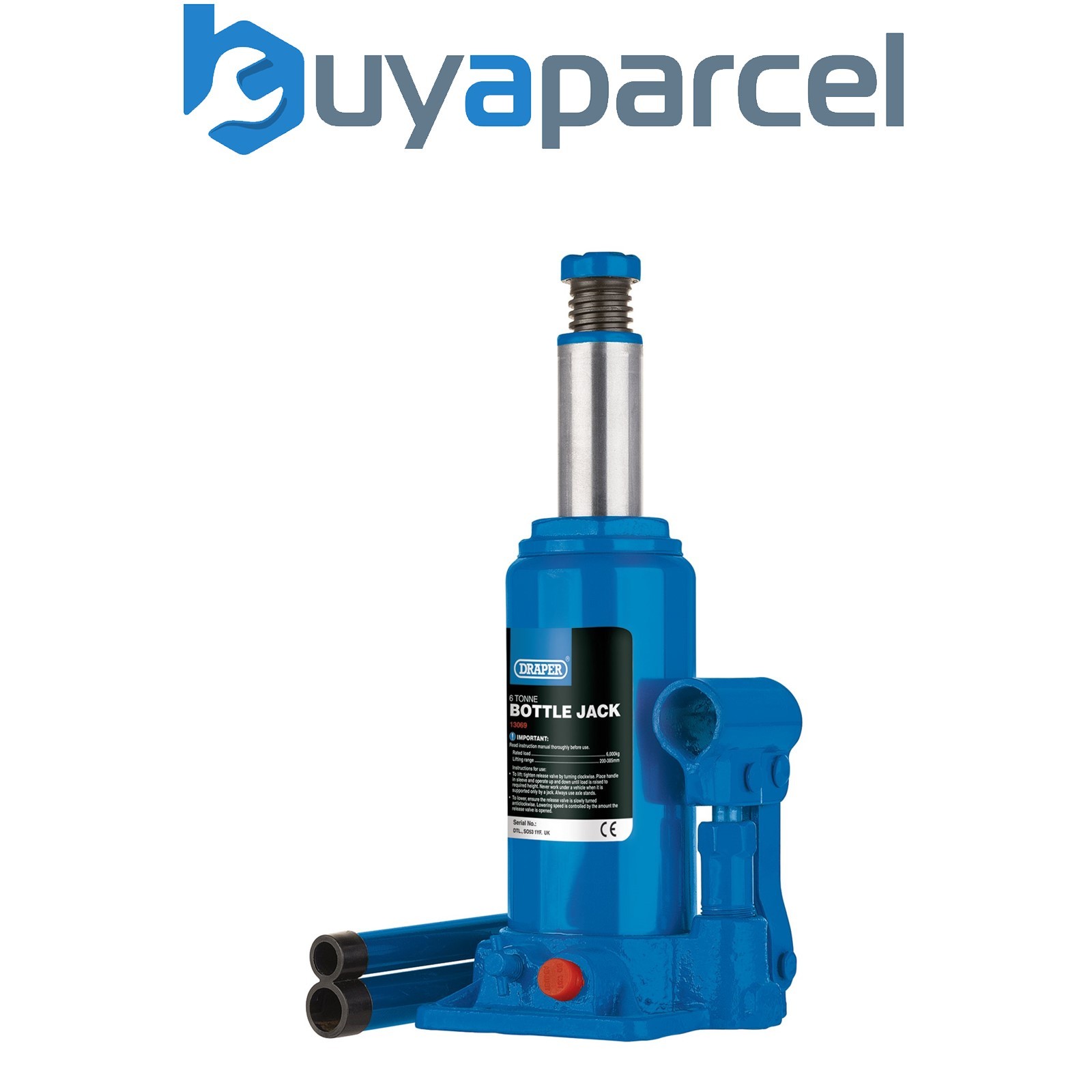 Draper 13069 Hydraulic Bottle Jack, 6 Tonne