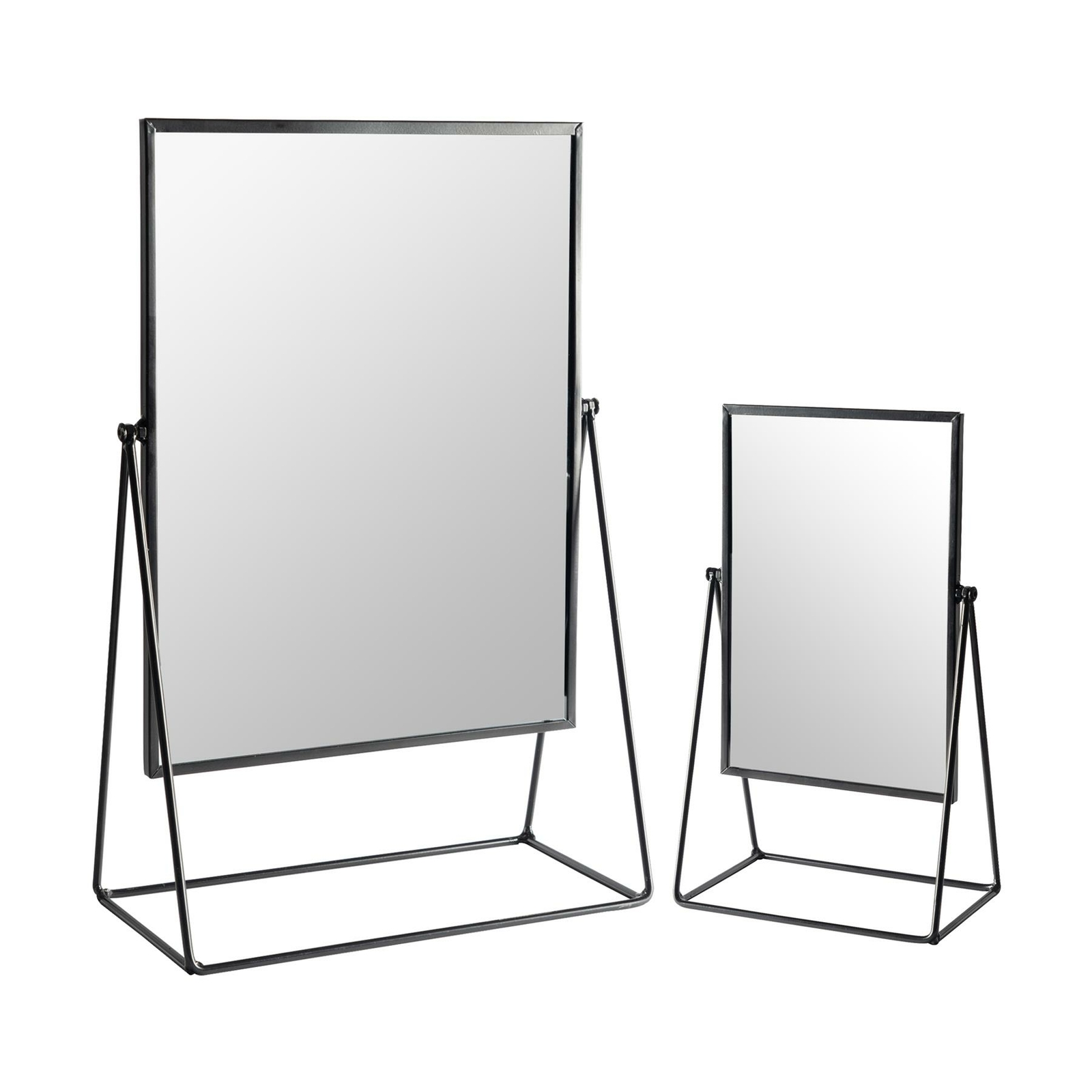 2x Dressing Table Vanity Mirror Set Free Standing Tabletop Makeup 2 Sizes Black