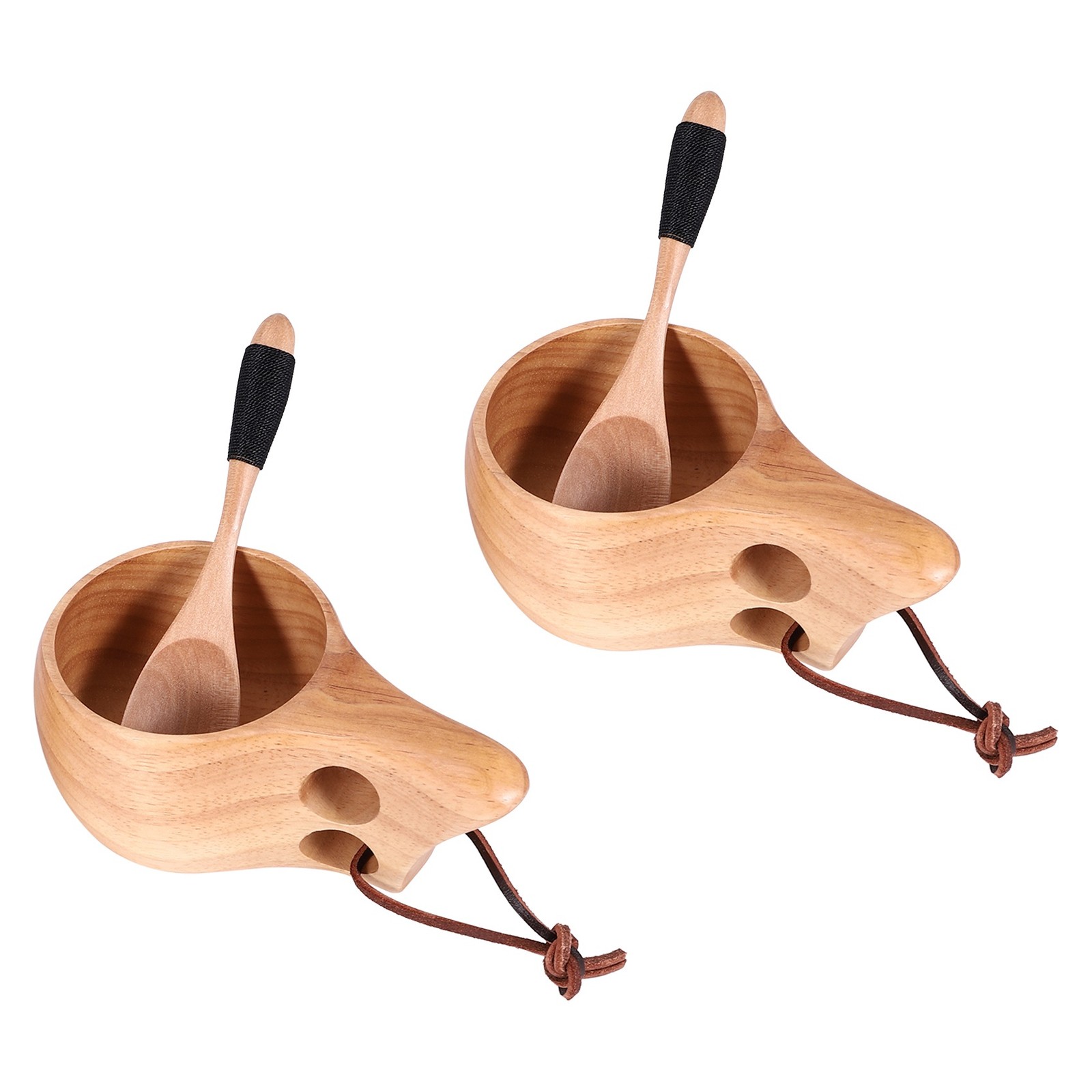 2Pack Nordic Wooden Cup Kuksa Cup Portable Outdoor Camping Drinking Mug2009