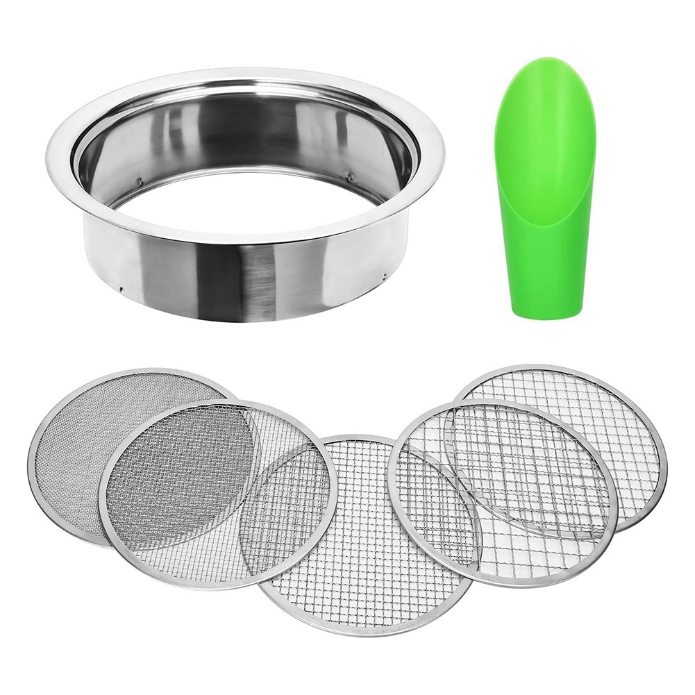 Soil Sieve Set Garden Stainless Steel Mesh Sifter,Compost Sifter with 1,35732