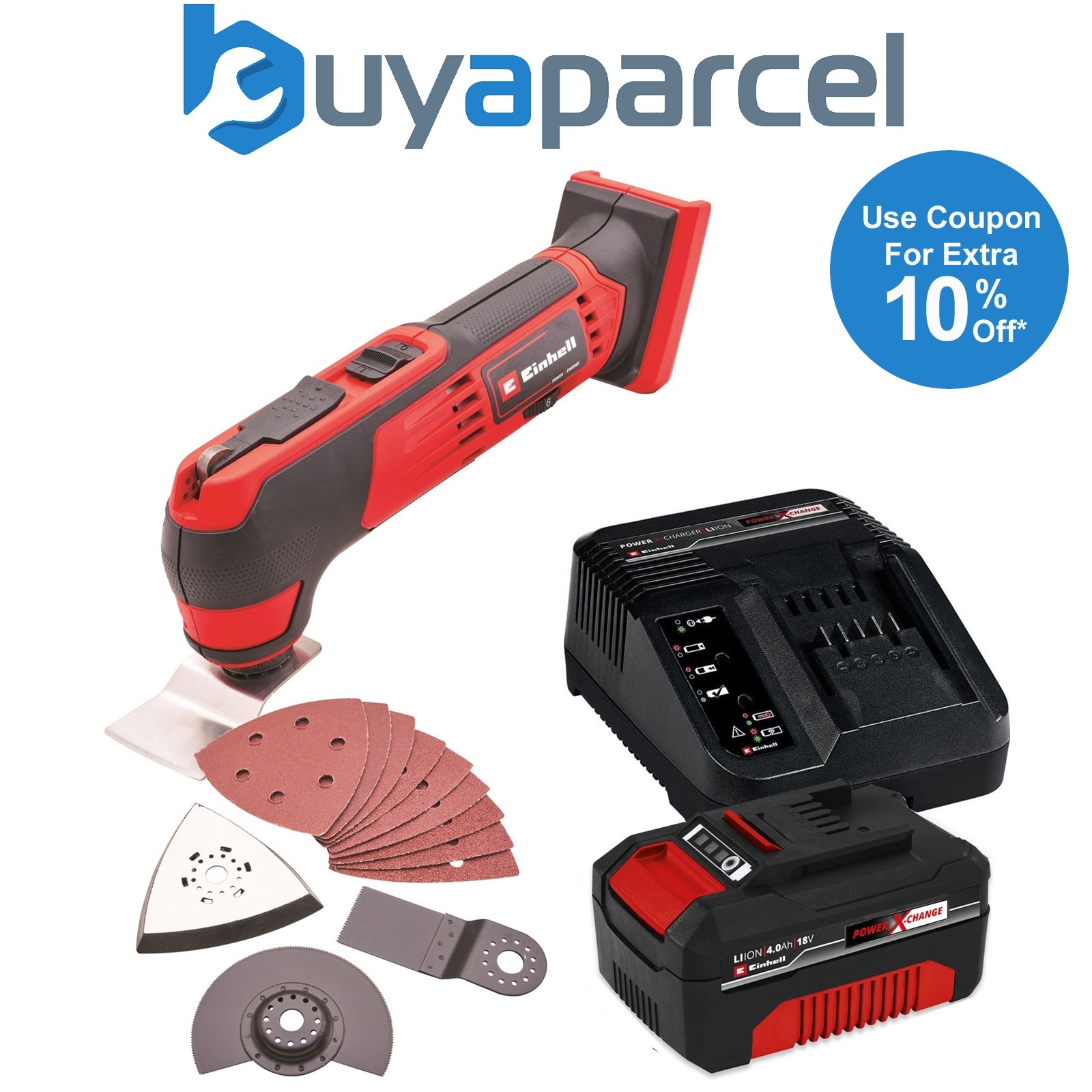 Einhell 18v Multi Tool TE-MG 18 Li-Solo Power X-Change 4465195 + 4ah Battery