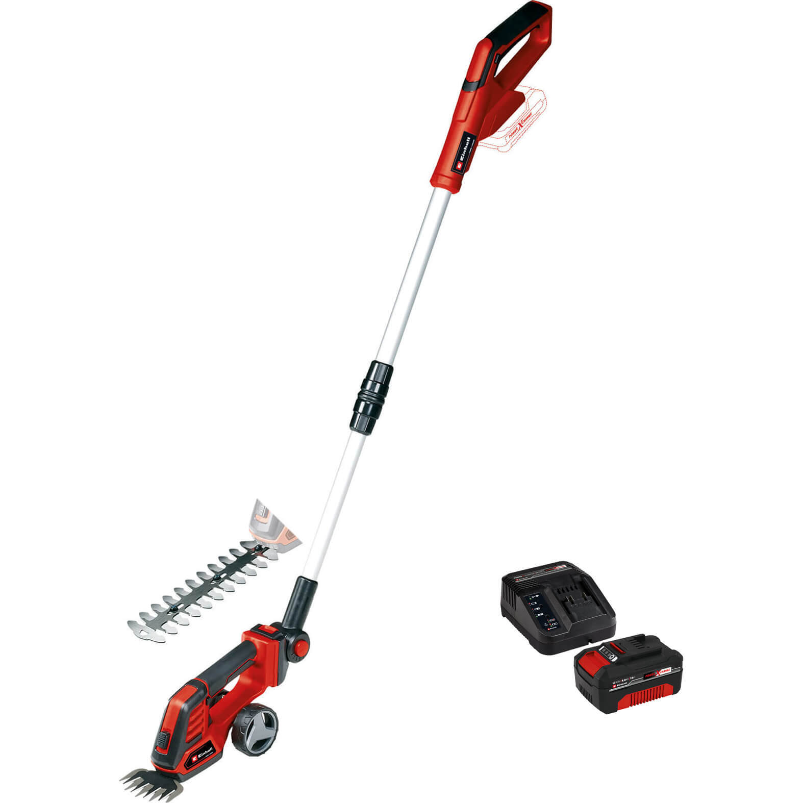 Einhell GE-CG 18/100 Li T 18v Cordless Grass Shears and Handle 1 x 4ah Li-ion