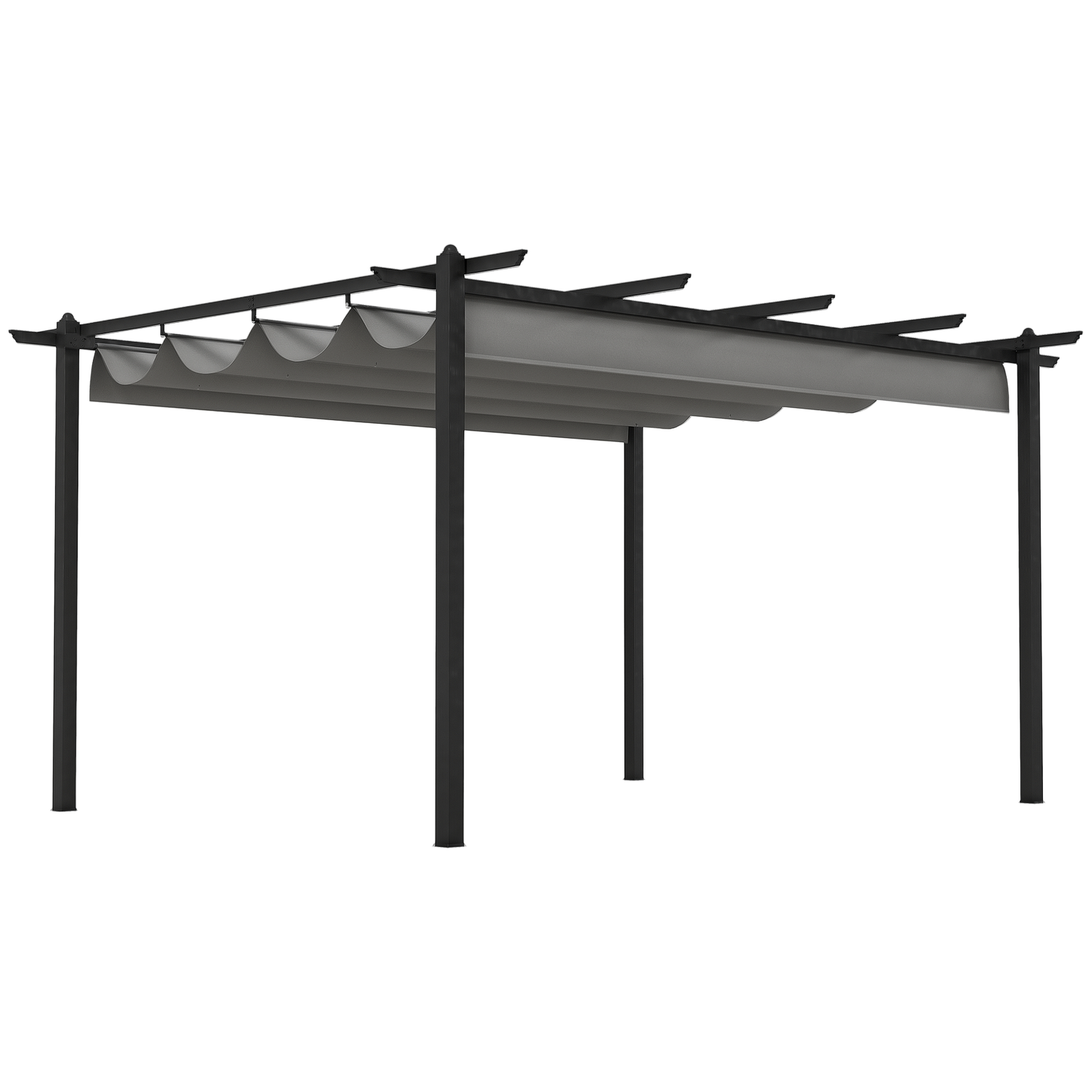 Outsunny 4 x 3(m) Aluminium Pergola Gazebo Garden Shelter w/ Retractable Roof