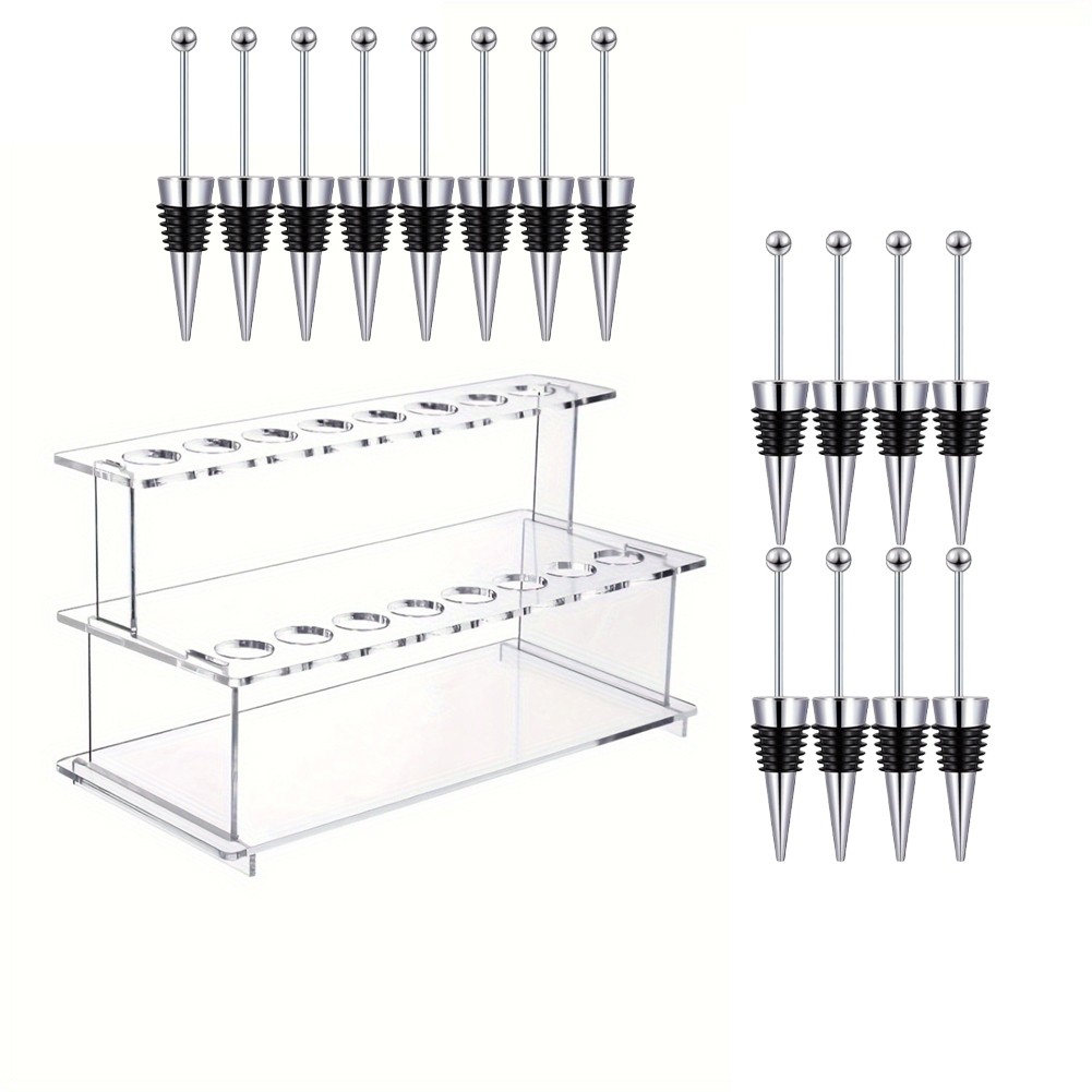 Beadable Wine Bottle Stoppers and 2 Tier Riser Wine Stopper Holder Wine2585