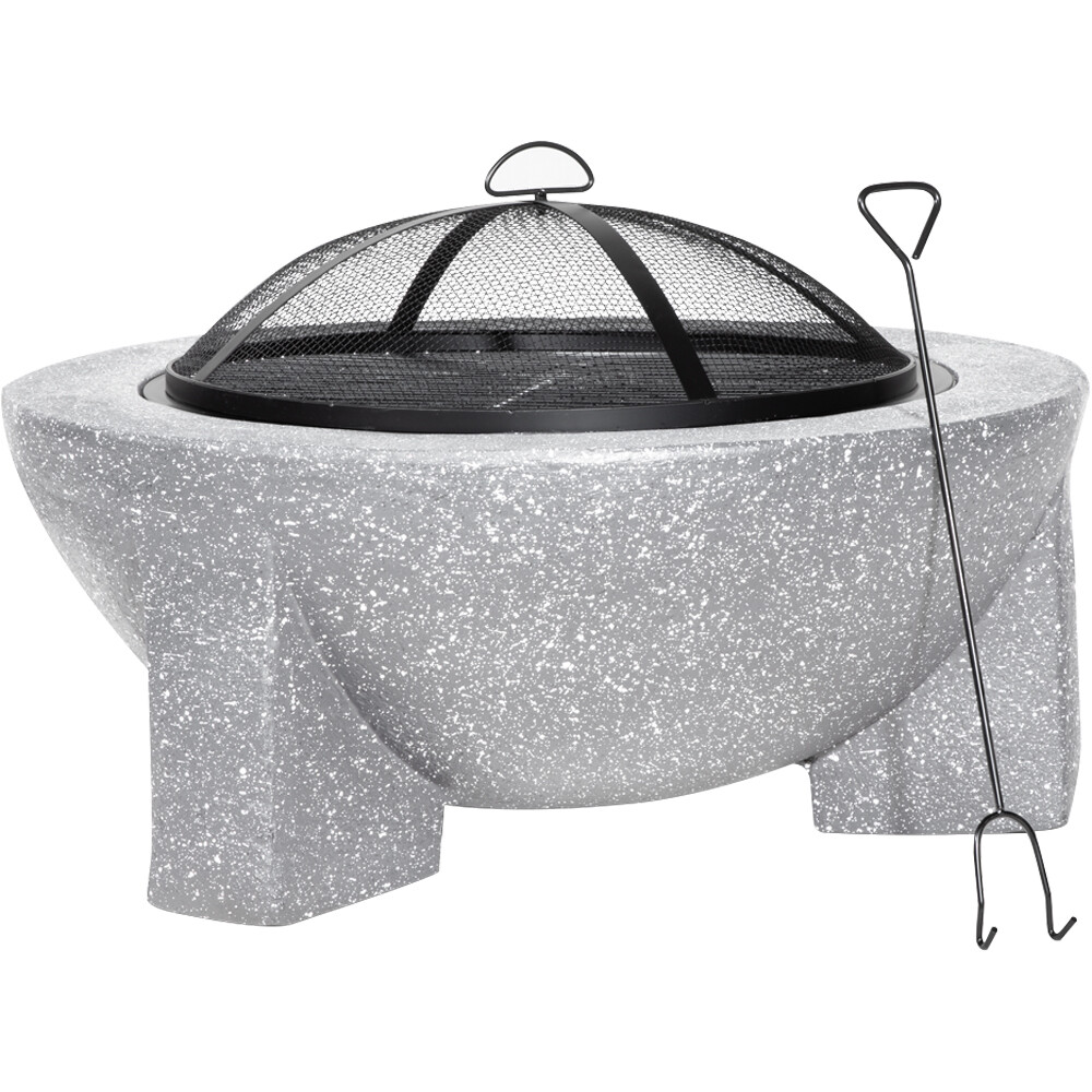 75cm Light Grey Round Fire Pit Wood Burner & BBQ Grill Party Garden Heater