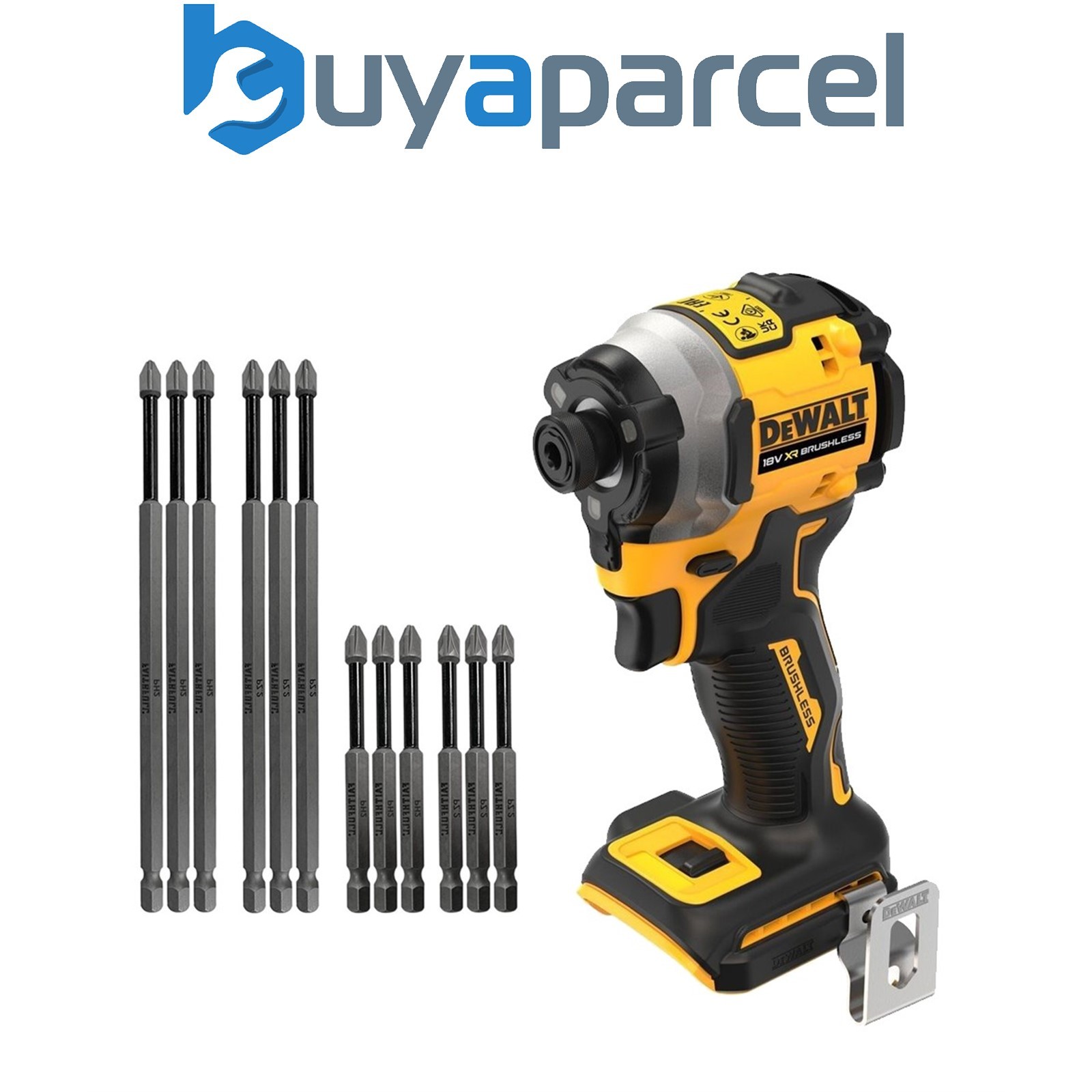 Dewalt DCF850N 18v XR Brushless Ultra Compact Impact Drive + 12 Piece Long Bits