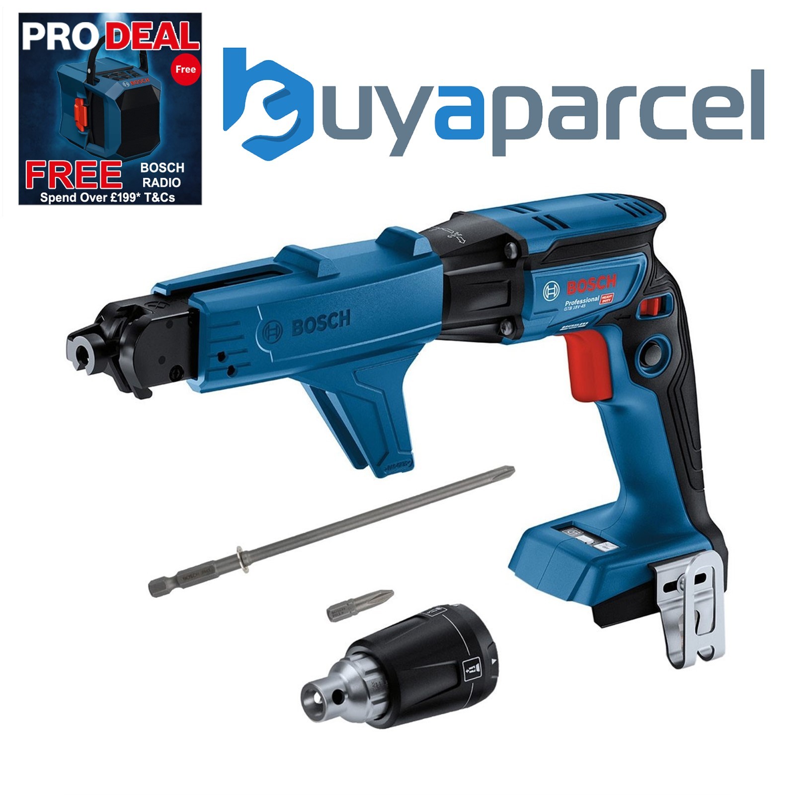 Bosch GTB 18V-45 18v Brushless Collated Drywall Screwdriver + GMA-55 Attachment
