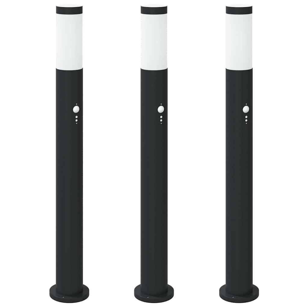 Bollard Lights 3pcs 80cm Stainless Steel IP44 With PIR Sensor Outdoor vidaXL