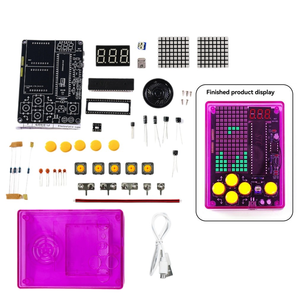 3X(DIY Pixel Game Kit Pixel Game Console with Voice Electronics DIY9053
