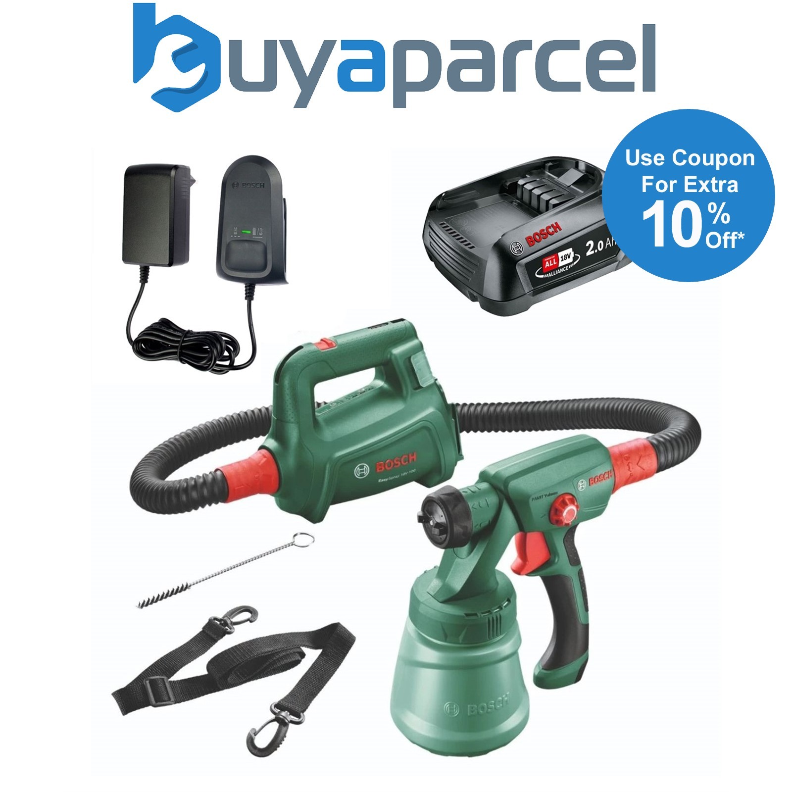 Bosch EasySpray 18v 18V-100 Cordless Paint Spray Gun System 1 x 2.0Ah Battery