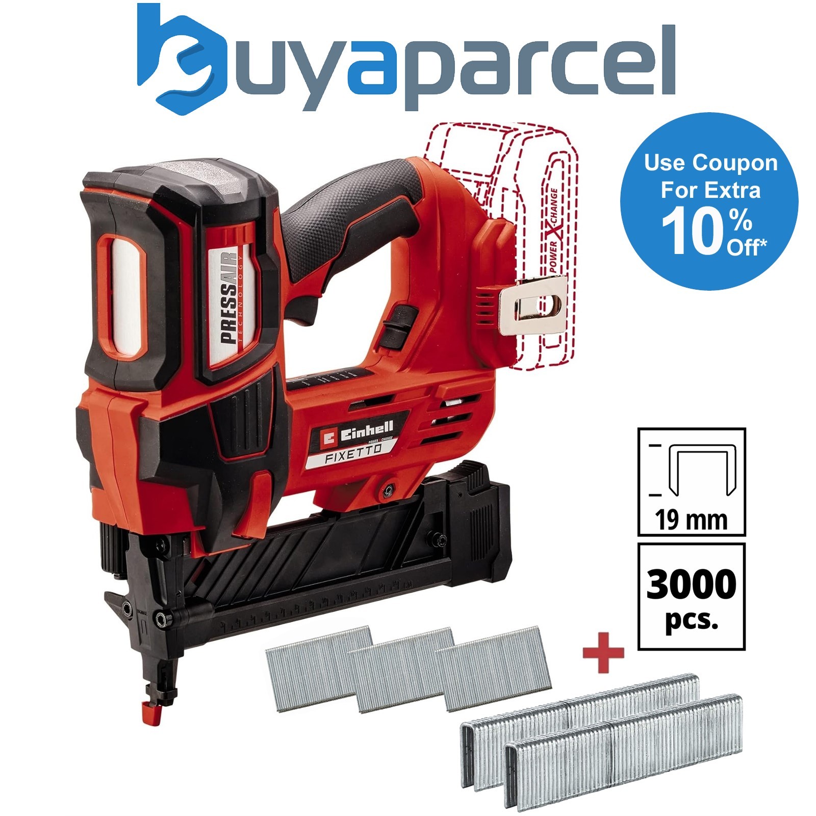 Einhell 18v Cordless Stapler Gun Tacker FIXETTO 18/38 S 18GA + 3500 Staples