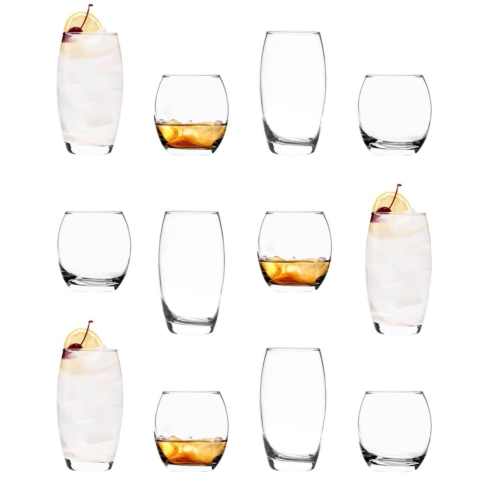 12pc LAV Empire Glassware Set Glass Highball Glasses Whiskey Drinking Tumblers