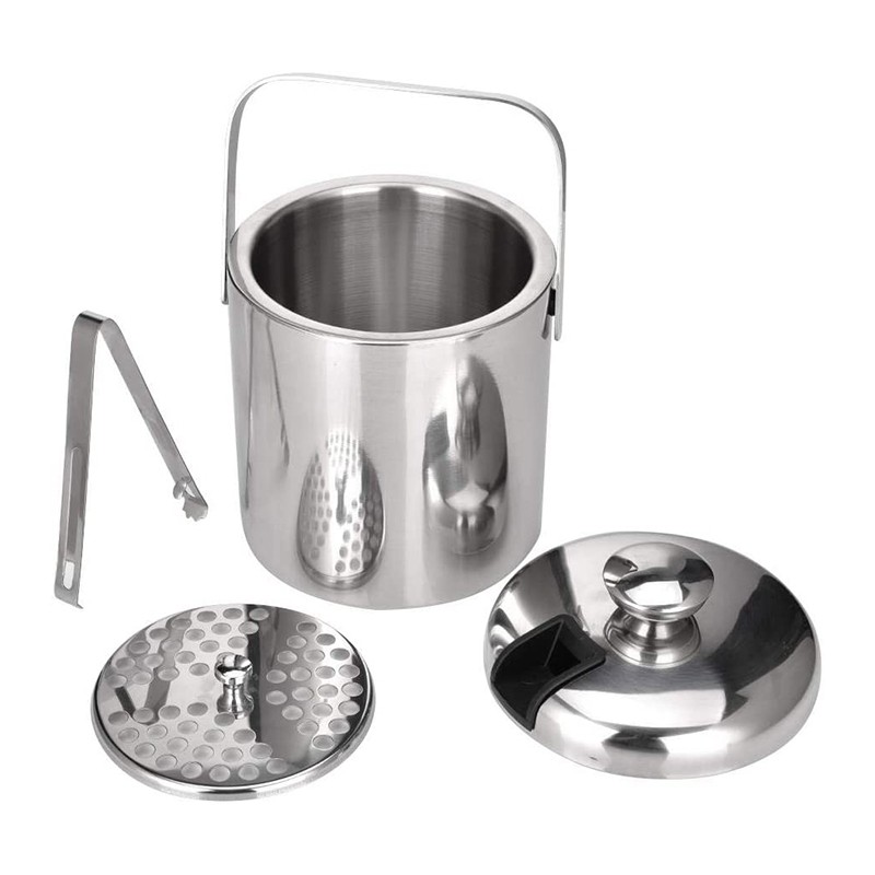 Stainless Steel Ice Square Container Walled 1.3L Ice Bucket Container with4357