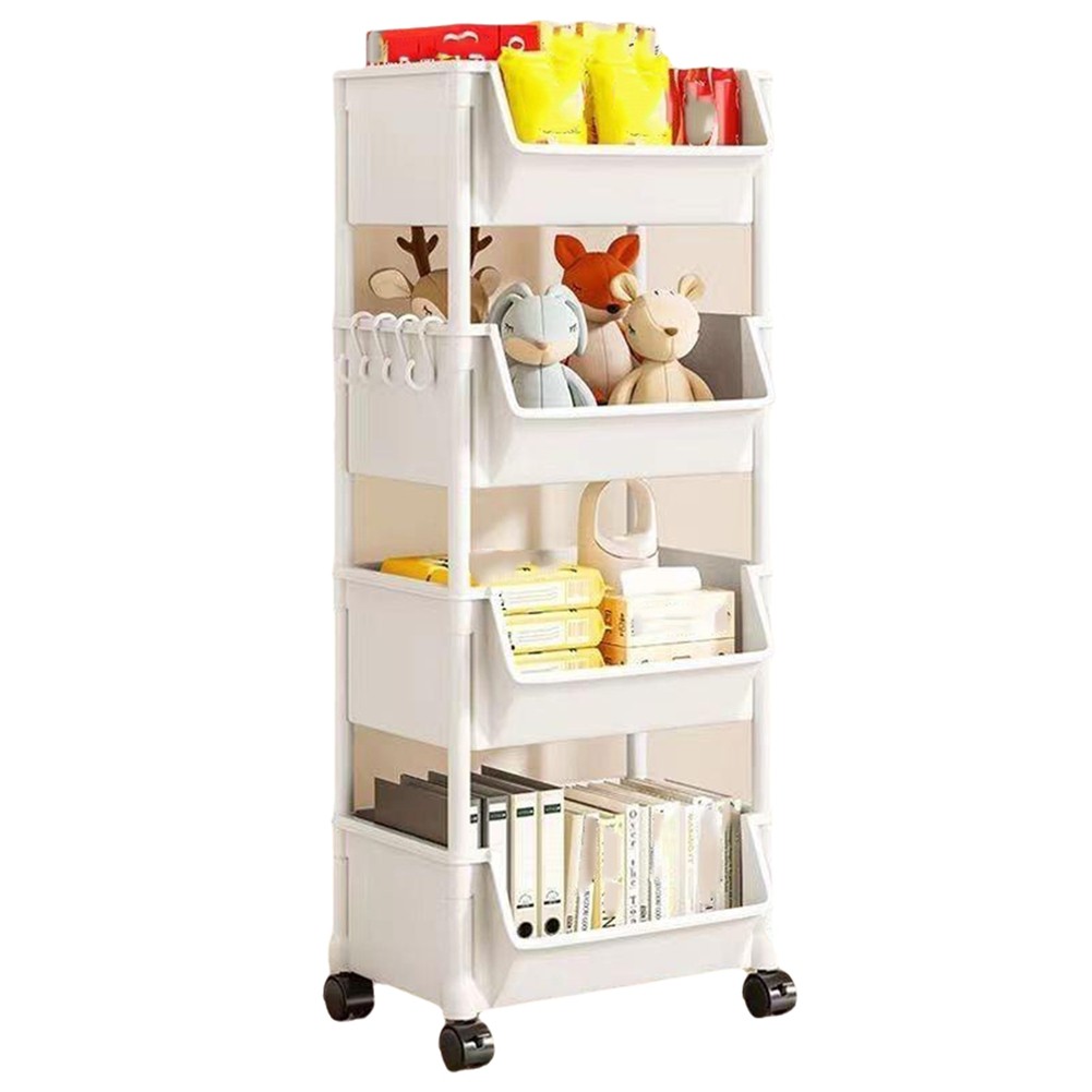 Storage Bookshelf, Storage Rack, 4-Layer Kitchen Fruit and Vegetable Basket X1P3